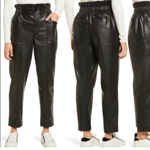 NWT Madewell Faux Leather Highwaist Pull-On Paper Bag Pants Black Sz 2 - Picture 14 of 14